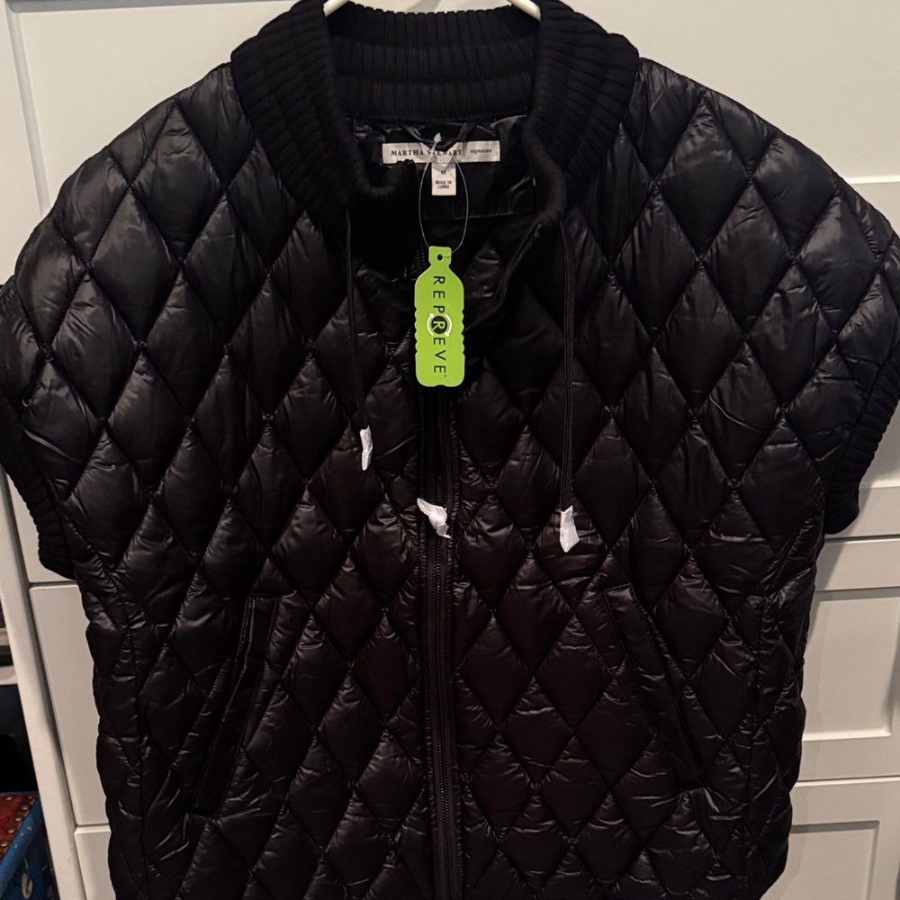 Martha Stewart/signature diamond Black short sleeve Quilted Jacket - Picture 7 of 8